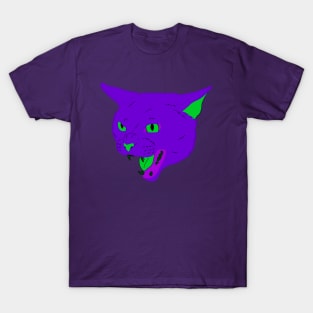 Vaporwave Cat - Vibrant Purple T-Shirt